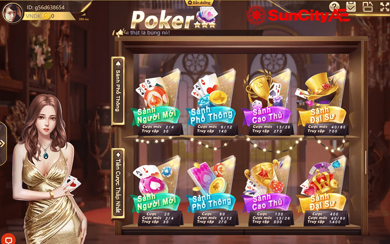 Các bước tham gia cá cược Poker online SUNCITY