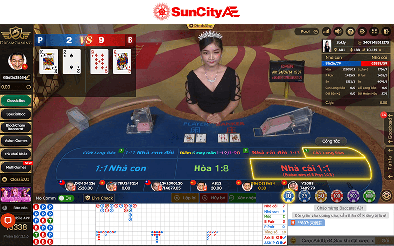 Thắng tự nhiên trong Baccarat trực tuyến SUNCITY